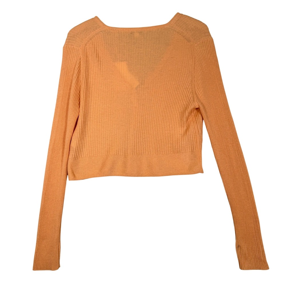 New Vince Cashmere Silk Ribbed Shrunken Button Cardigan Sweater Cantelope XL - Picture 3 of 14